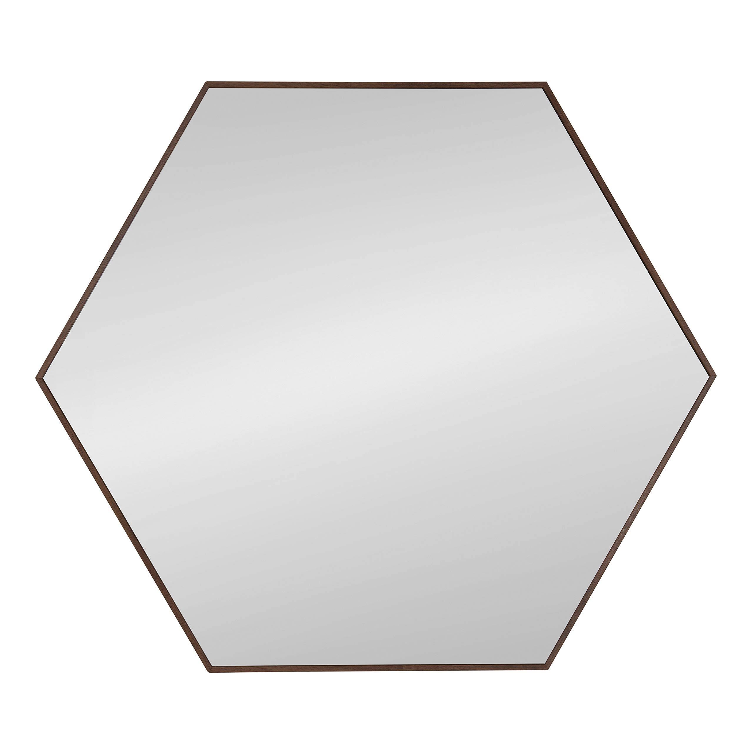 Alt View 3. Dazzling Pops - Rhodes 6 sided Hexagon Wall Mirror 30 75 Walnut Brown - Natural 31"L x 22"W.