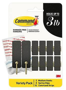 Command - Mixed Hooks Pack, Soot, 10/Pack - Black