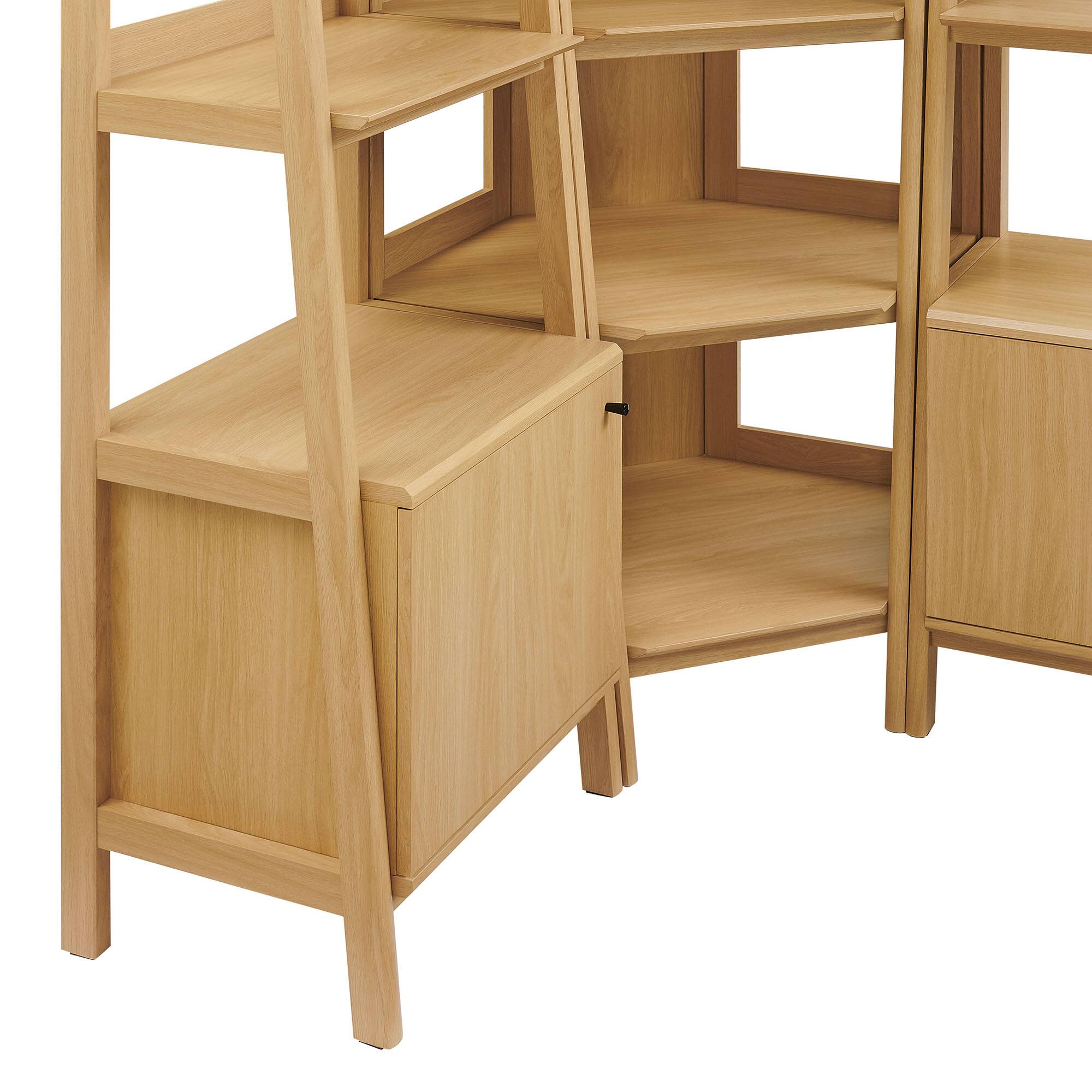 Alt View 4. Modway - Bixby 3 Piece Corner Bookshelf Set With Wide and Narrow Bookshelves by Modway - Oak.