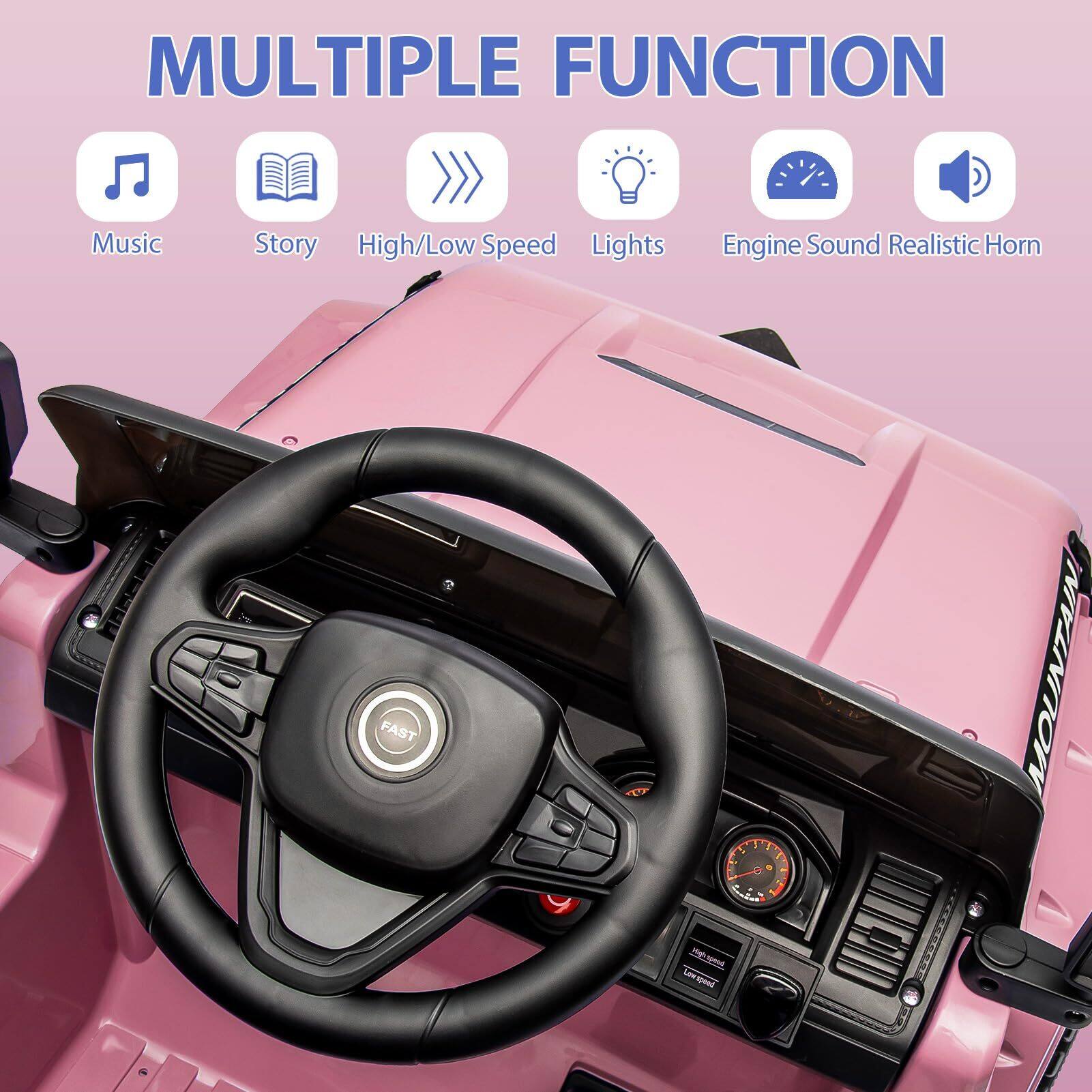 MULTIPLE FUNCTION

- Music
- Story
- High/Low Speed
- Lights
- Engine Sound Realistic Horn