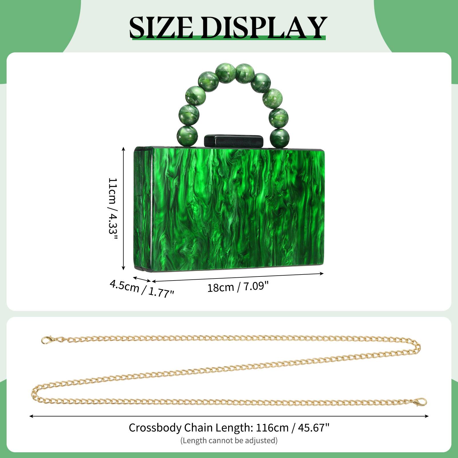 SIZE DISPLAY

- Height: 11cm / 4.33"
- Width: 18cm / 7.09"
- Depth: 4.5cm / 1.77"

Crossbody Chain Length: 116cm / 45.67" (Length cannot be adjusted)