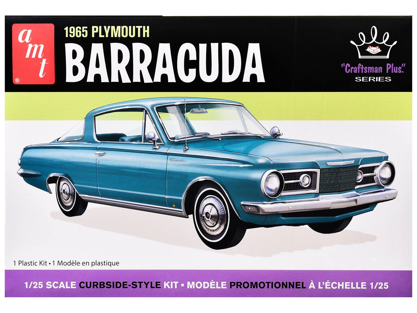 a 1965 PLYMOUTH BARRACUDA "Craftsman Plus" SERIES  
1 Plastic Kit • 1 Modèle en plastique  
1/25 SCALE CURBSIDE-STYLE KIT • MODÈLE PROMOTIONNEL À L'ÉCHELLE 1/25