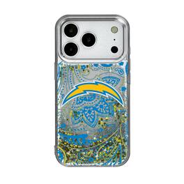 Keyscaper - NFL - Los Angeles Chargers iPhone Paisley Design Glitter Case - 15 - Multicolor