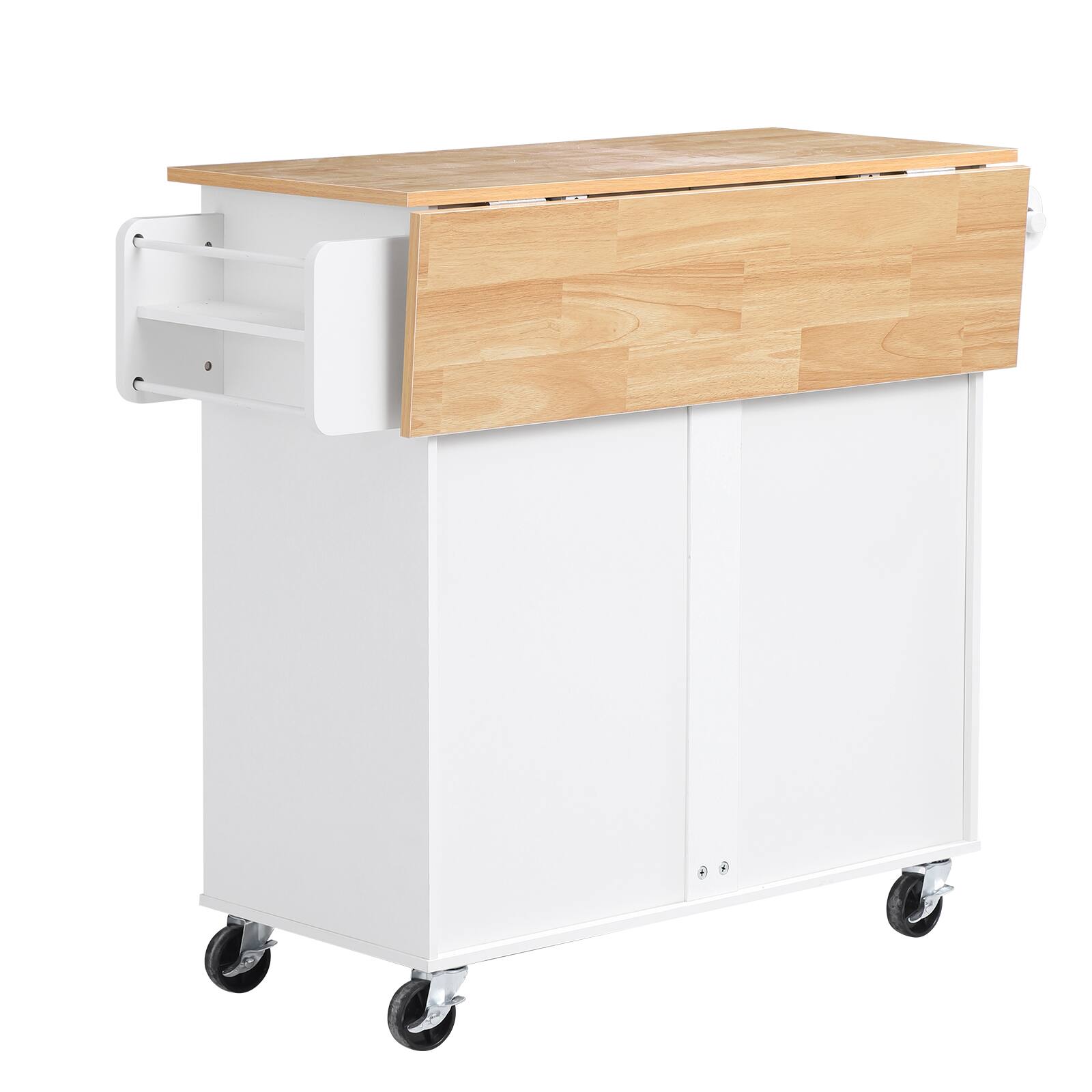 Alt View 5. VEVOR - Kitchen Island Cart with Storage, 42.28 in Wide Mobile Rolling Storage Island on Swivel Wheels, with Drawer - White.