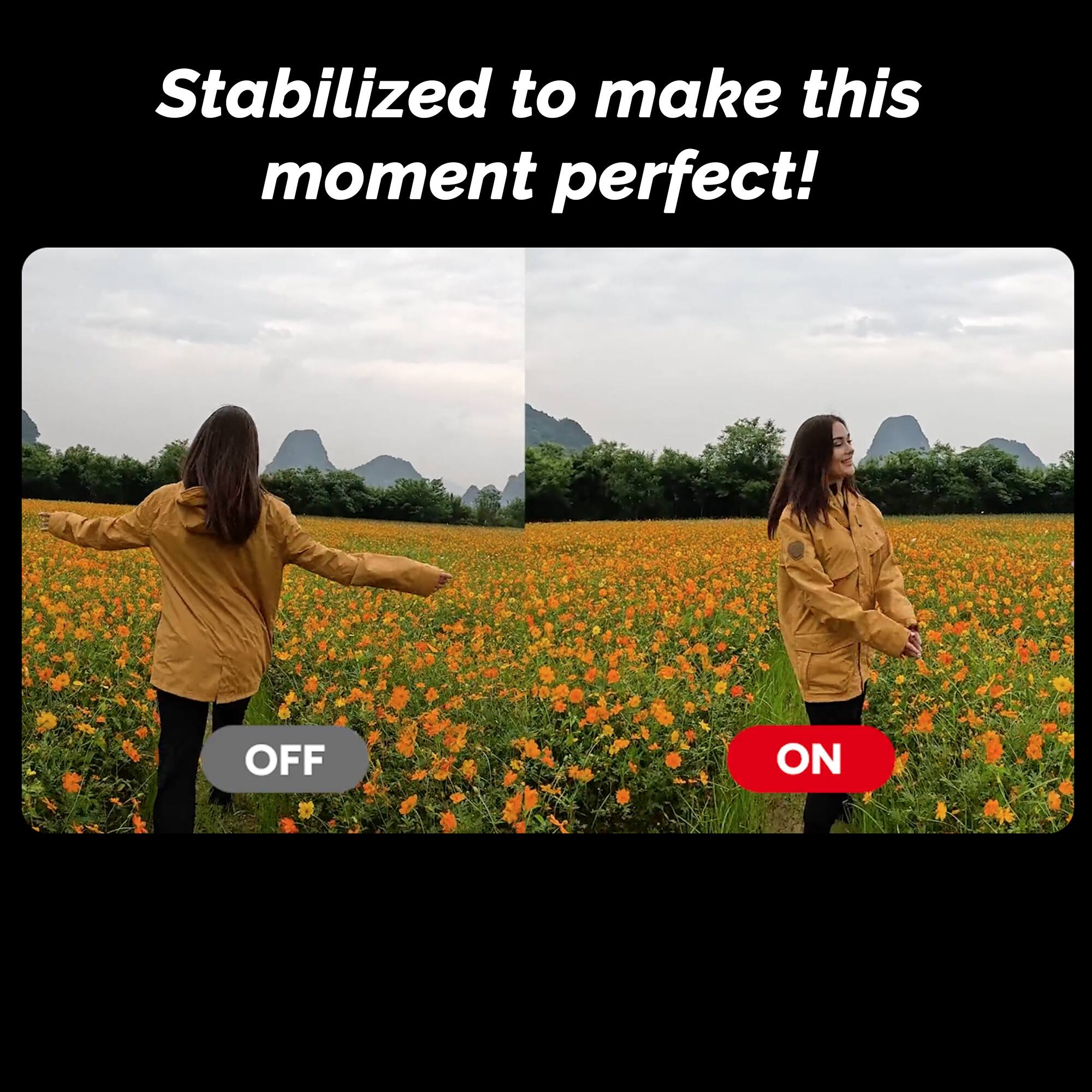 Stabilized to make this moment perfect!  
OFF ON