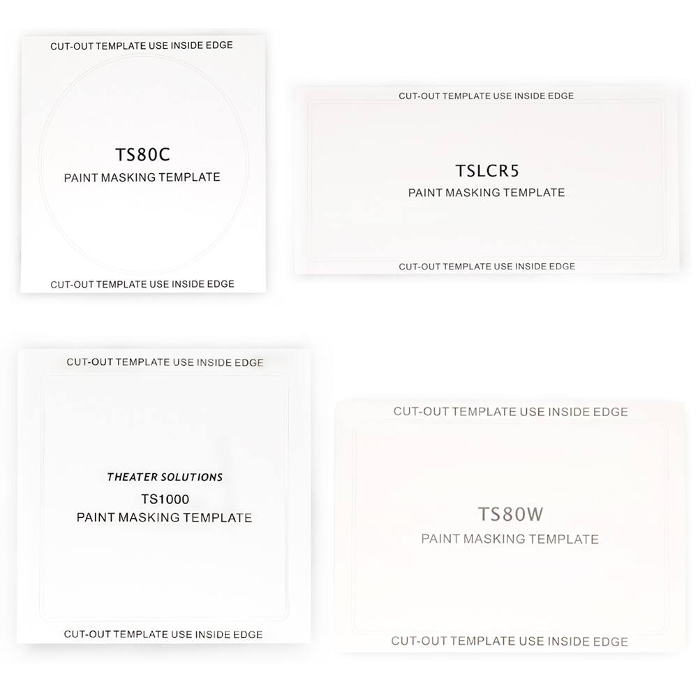 CUT-OUT TEMPLATE USE INSIDE EDGE

TS80C  
PAINT MASKING TEMPLATE

CUT-OUT TEMPLATE USE INSIDE EDGE

CUT-OUT TEMPLATE USE INSIDE EDGE

TSLCR5  
PAINT MASKING TEMPLATE

CUT-OUT TEMPLATE USE INSIDE EDGE

CUT-OUT TEMPLATE USE INSIDE EDGE

THEATER SOLUTIONS  
TS1000  
PAINT MASKING TEMPLATE

CUT-OUT TEMPLATE USE INSIDE EDGE

CUT-OUT TEMPLATE USE INSIDE EDGE

TS80W  
PAINT MASKING TEMPLATE

CUT-OUT TEMPLATE USE INSIDE EDGE