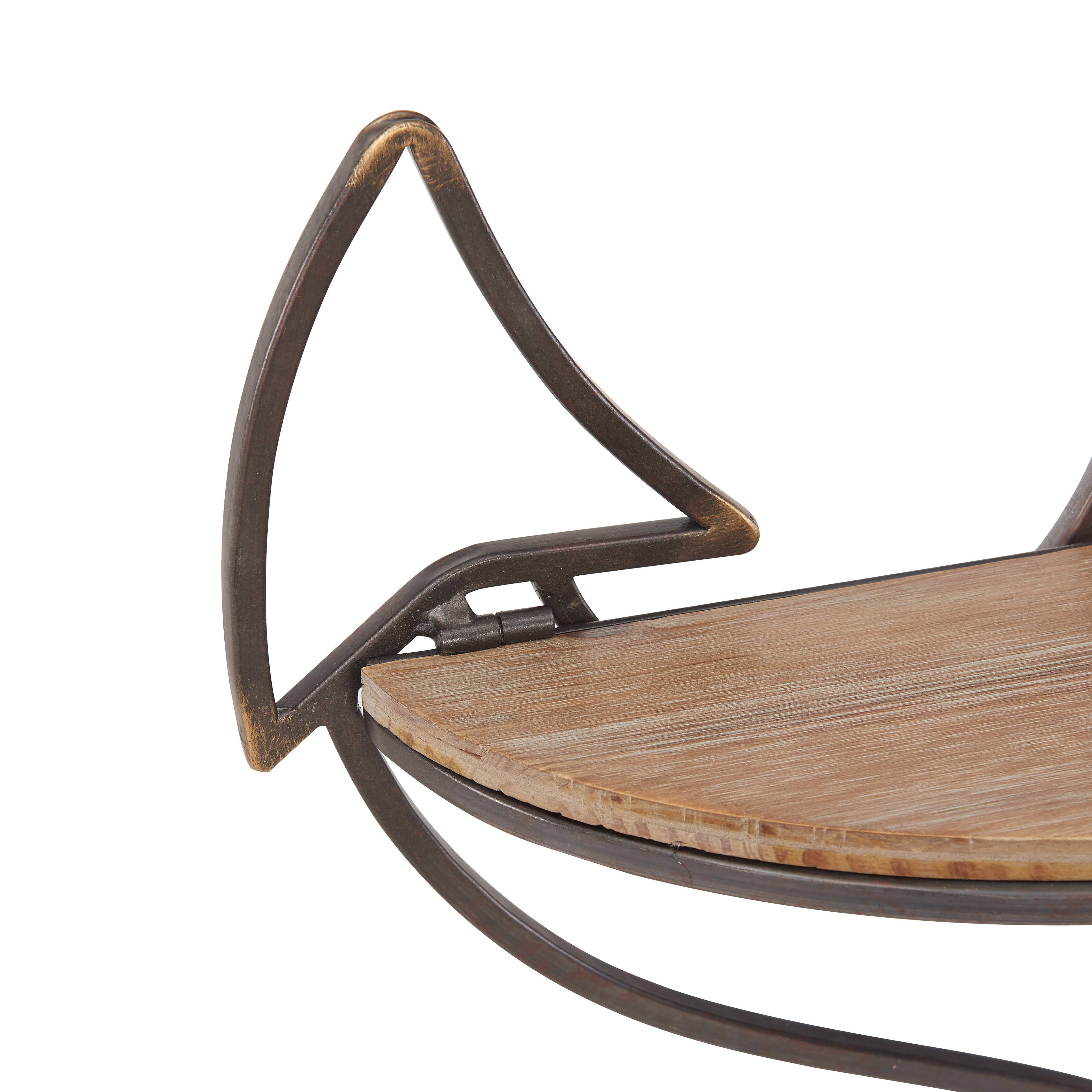 Alt View 1. Danya B - Adjustable Foldable Two-Tier Anchor Decorative Wall Shelf - Brown.