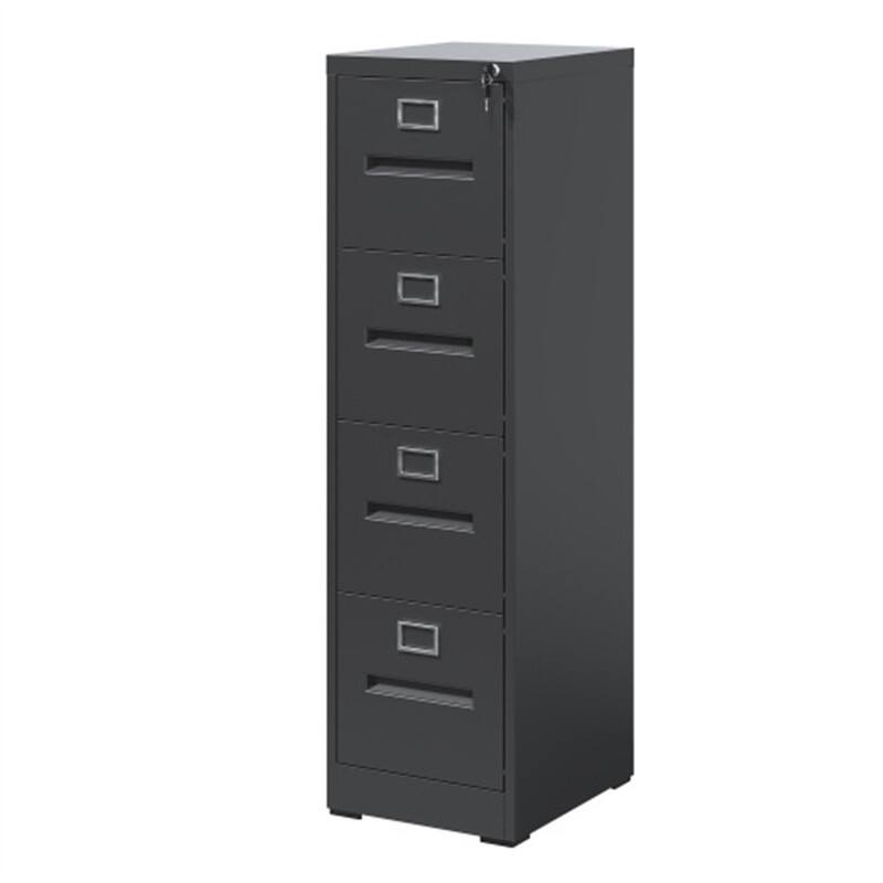Alt View 4. HTUTWOO - 4 Drawer File Cabinet with Lock Metal Vertical File Cabinet – A4 /Letter Size Narrow Cabinet Locked, Assembly Required - Black.