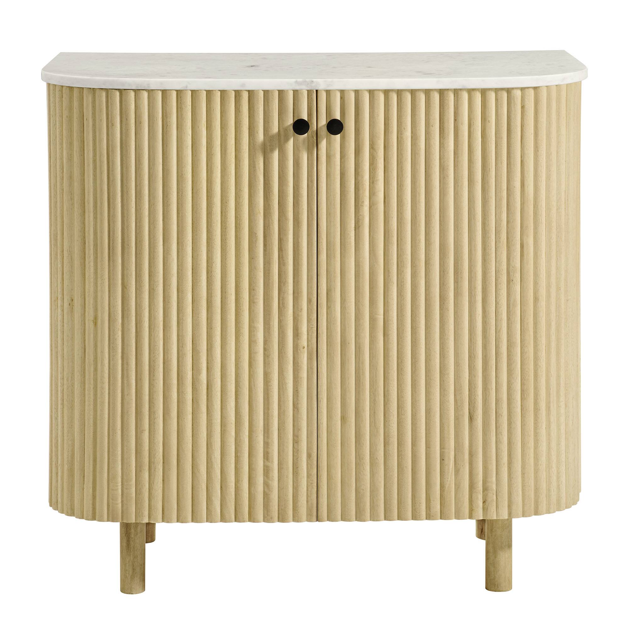 Alt View 4. Modway - Caldera 33" Curved Solid Wood and Marble Accent Storage Cabinet by Modway - Natural.