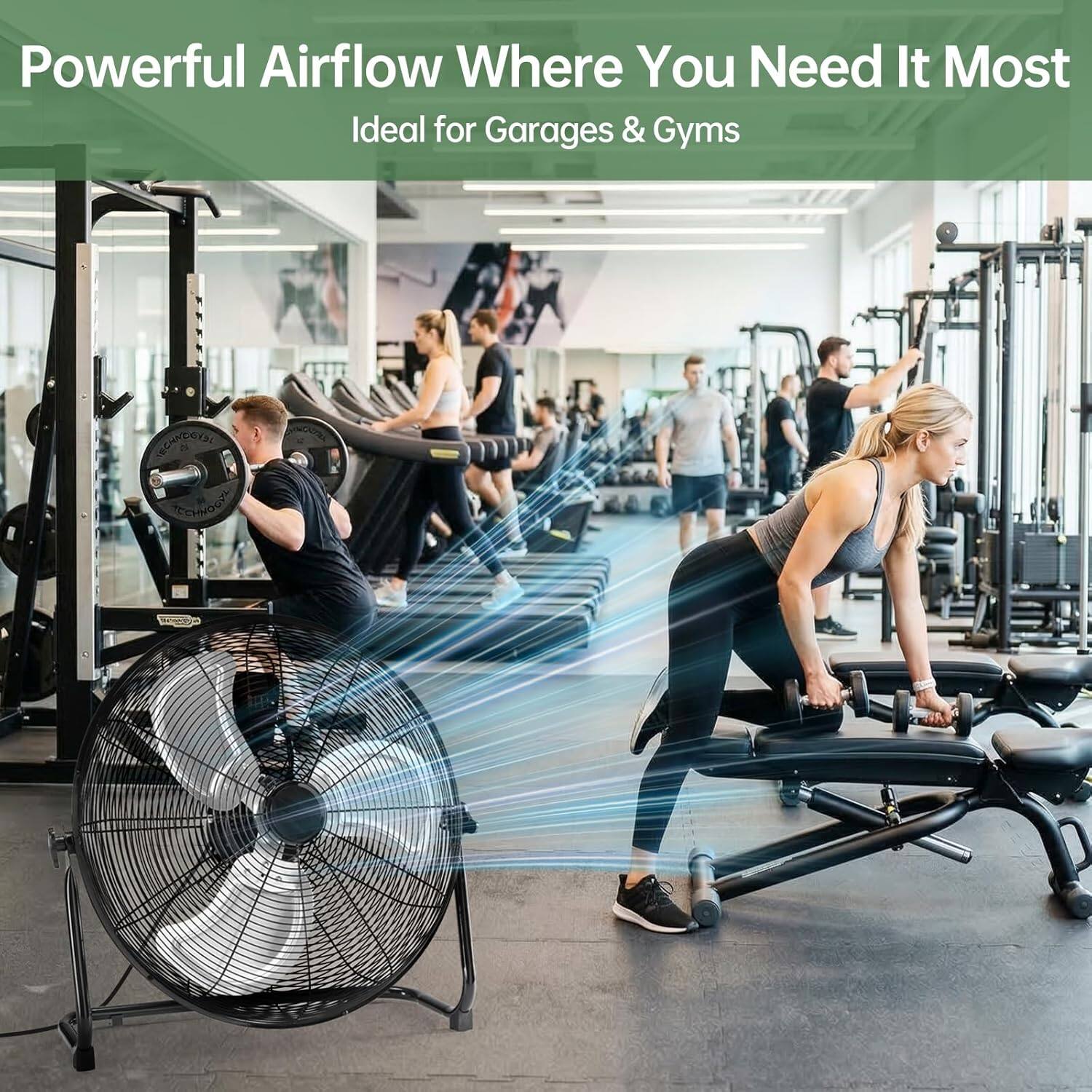 Powerful Airflow Where You Need It Most  
Ideal for Garages & Gyms