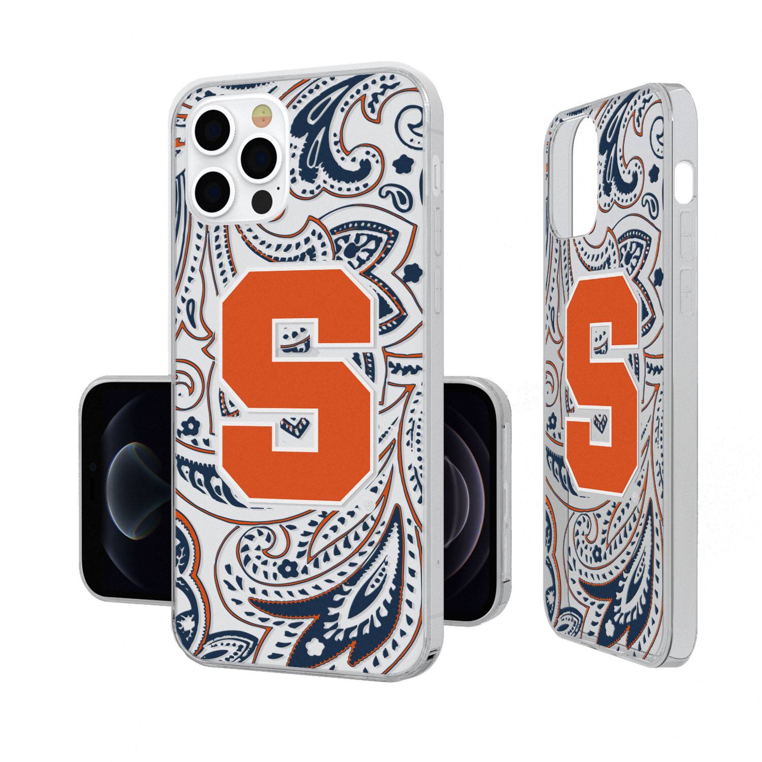 Alt View 2. Keyscaper - Syracuse Orange iPhone Paisley Design Clear Case - 12 mini - Multicolor.
