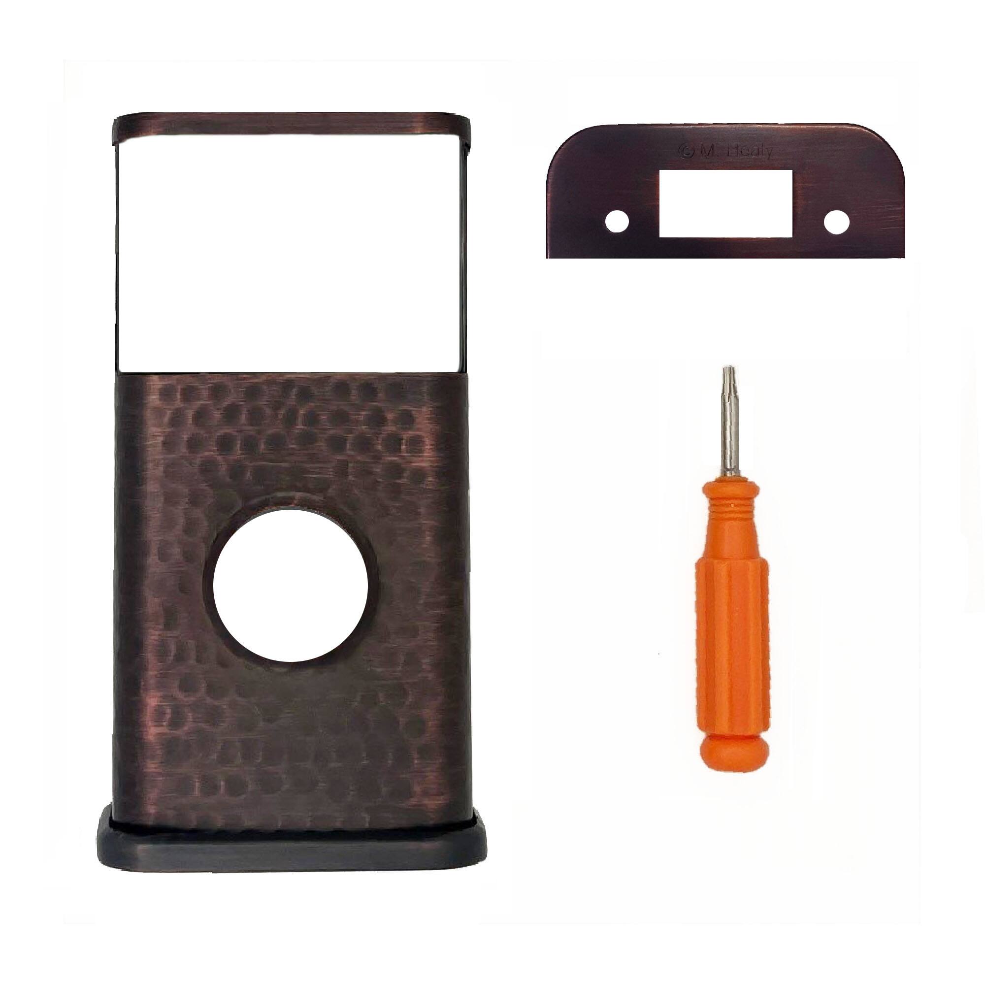 Back. Michael Healy - Hammered Video Doorbell Cover (Ring 2nd Gen) - Oiled Bronze.