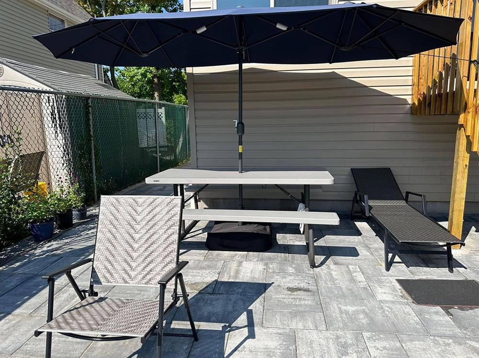 Alt View 6. Kadyn - Outdoor Garden UmbrellaMarket Umbrella13 Feet Double Sided Patio Twin Table Umbrella with Crank Handle Orange - Orange.