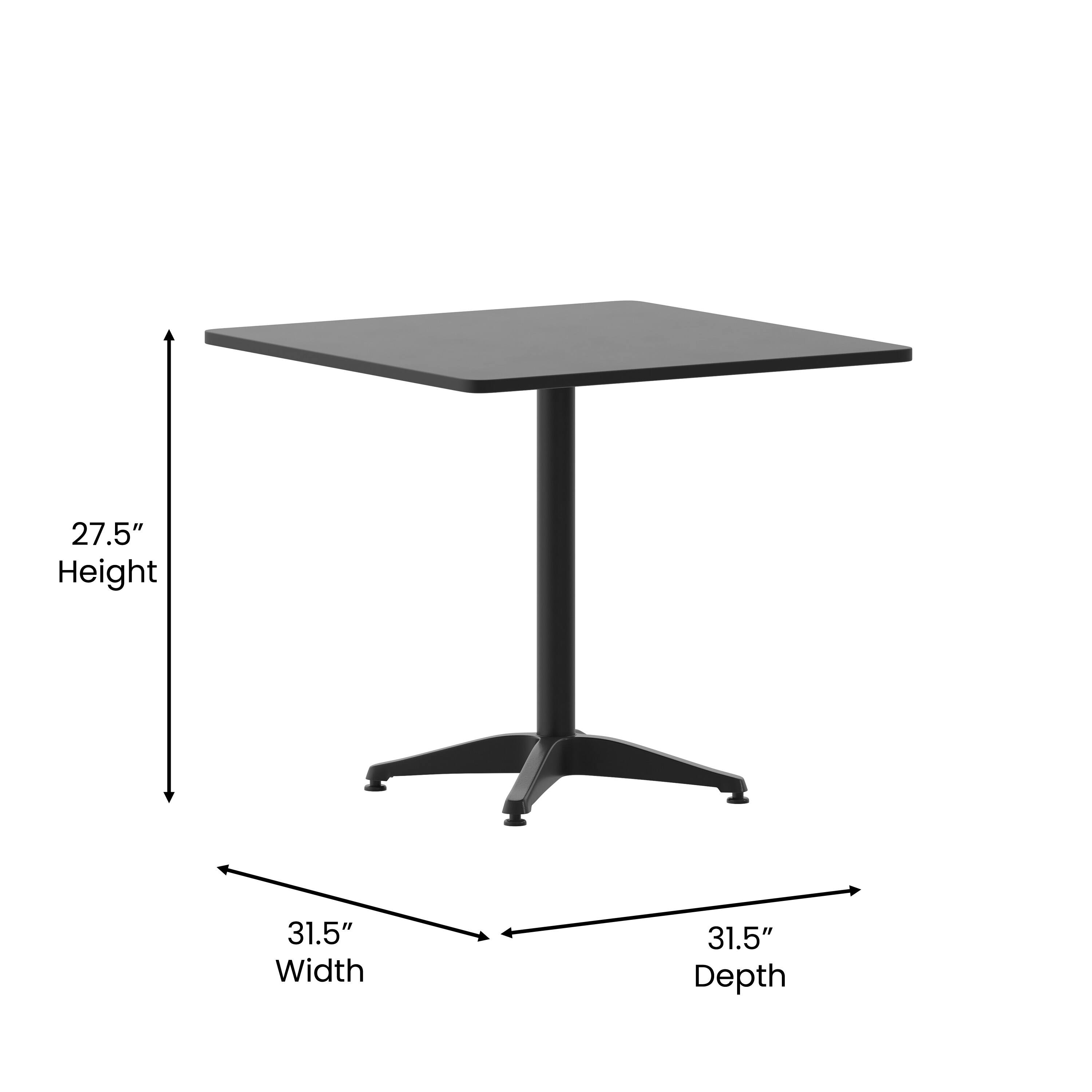 27.5" Height  
31.5" Width  
31.5" Depth