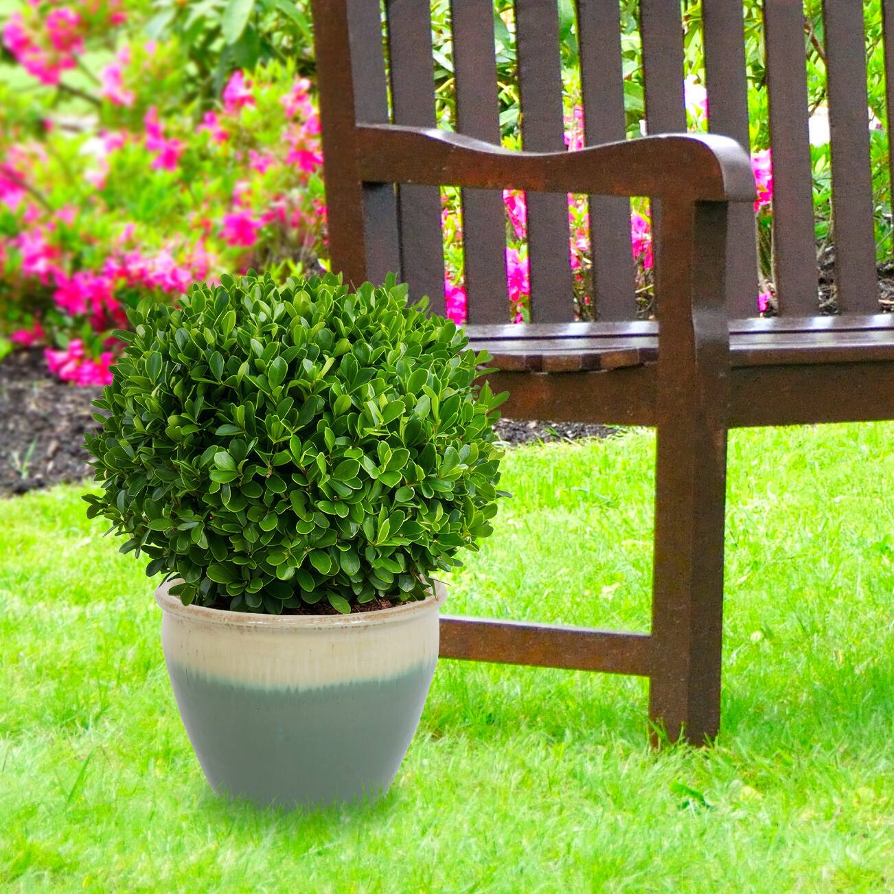 Alt View 7. Sunnydaze - 14.5 in Chalet High-Fired Glazed Ceramic Planter - Seafoam.