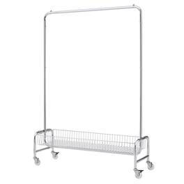 ALEXOUN - Rolling Clothes Rack - Chrome, Metal Frame, Bottom Storage Shelf, 66.93" Height, 47.24" Length, 15.75" Width - Silver
