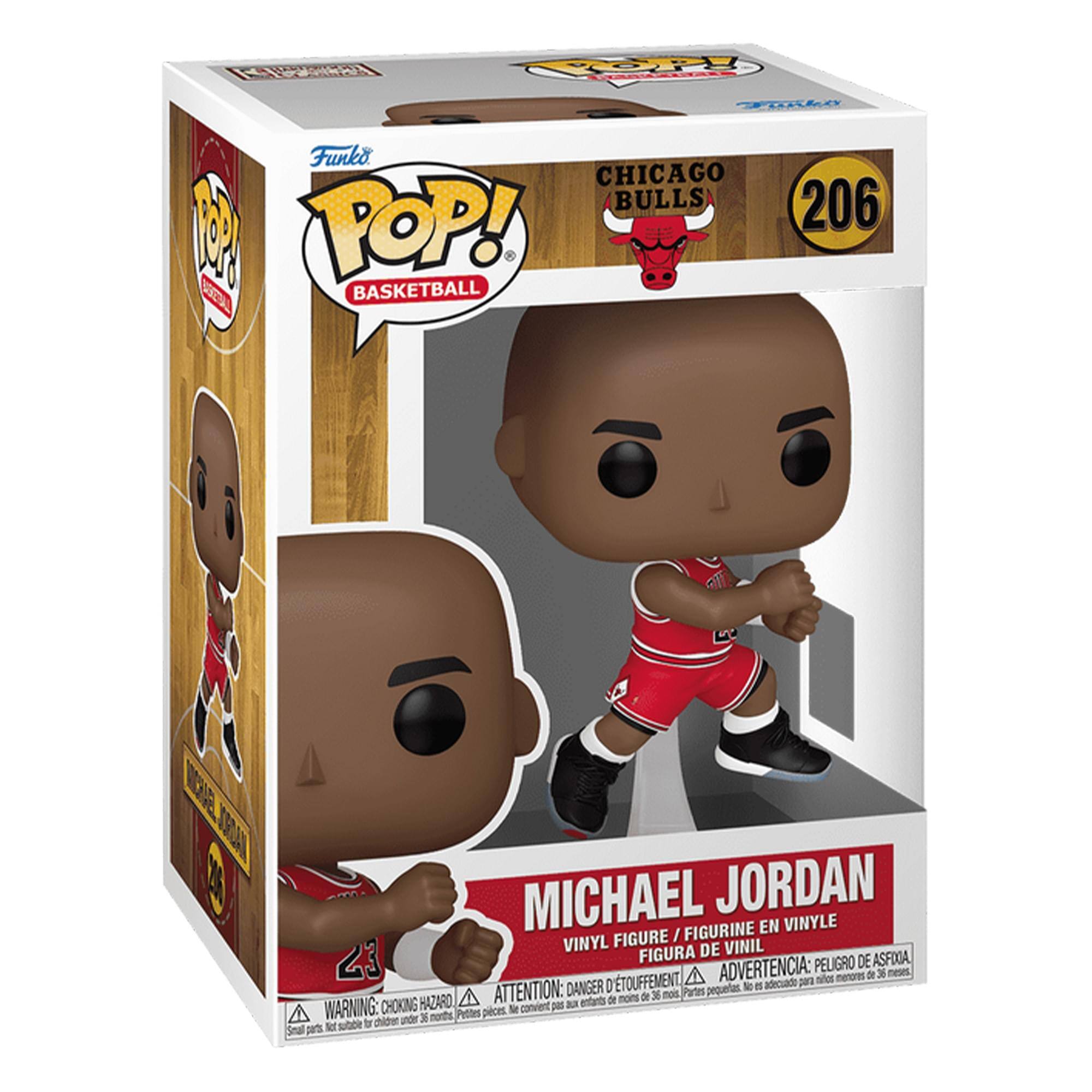 Sure, here is the corrected and grouped text from the image:

---

**Top Left:**
- Funko
- POP!
- BASKETBALL

**Top Center:**
- CHICAGO BULLS
- 206

**Center:**
- MICHAEL JORDAN
- VINYL FIGURE / FIGURINE EN VINYLE / FIGURA DE VINIL / FIGURA DE VINIL

**Bottom Center:**
- WARNING: CHOKING HAZARD - Small parts. Not for children under 3 years.
- ATTENTION: PELIGRO DE ASFIXIA - Piezas pequeñas. No es adecuado para niños menores de 3 años.
- ADVERTENCIA: DANGER - Petite pièce. Ne convient pas aux enfants de moins de 36 mois.

**Bottom Left:**
- MICHAEL JORDAN
- 23

**Bottom Right:**
- DANGER - Petite pièce. Ne convient pas aux enfants de moins de 36 mois.
- ADVERTENCIA: PELIGRO DE ASFIXIA - Piezas pequeñas. No es adecuado para niños menores de 3 años.

---