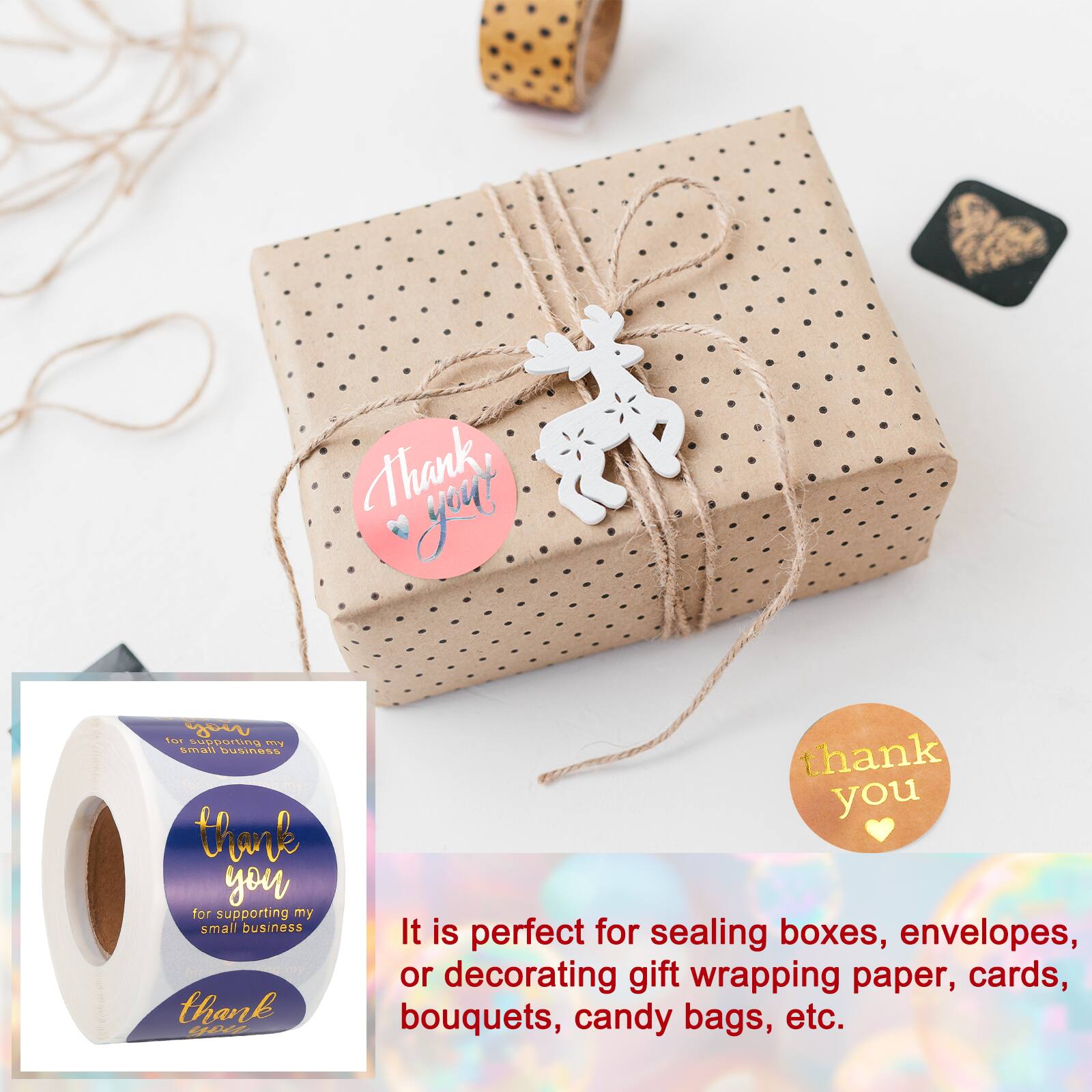 Thank you for supporting my small business. Thank you! It is perfect for sealing boxes, envelopes, or decorating gift wrapping paper, cards, bouquets, candy bags, etc.