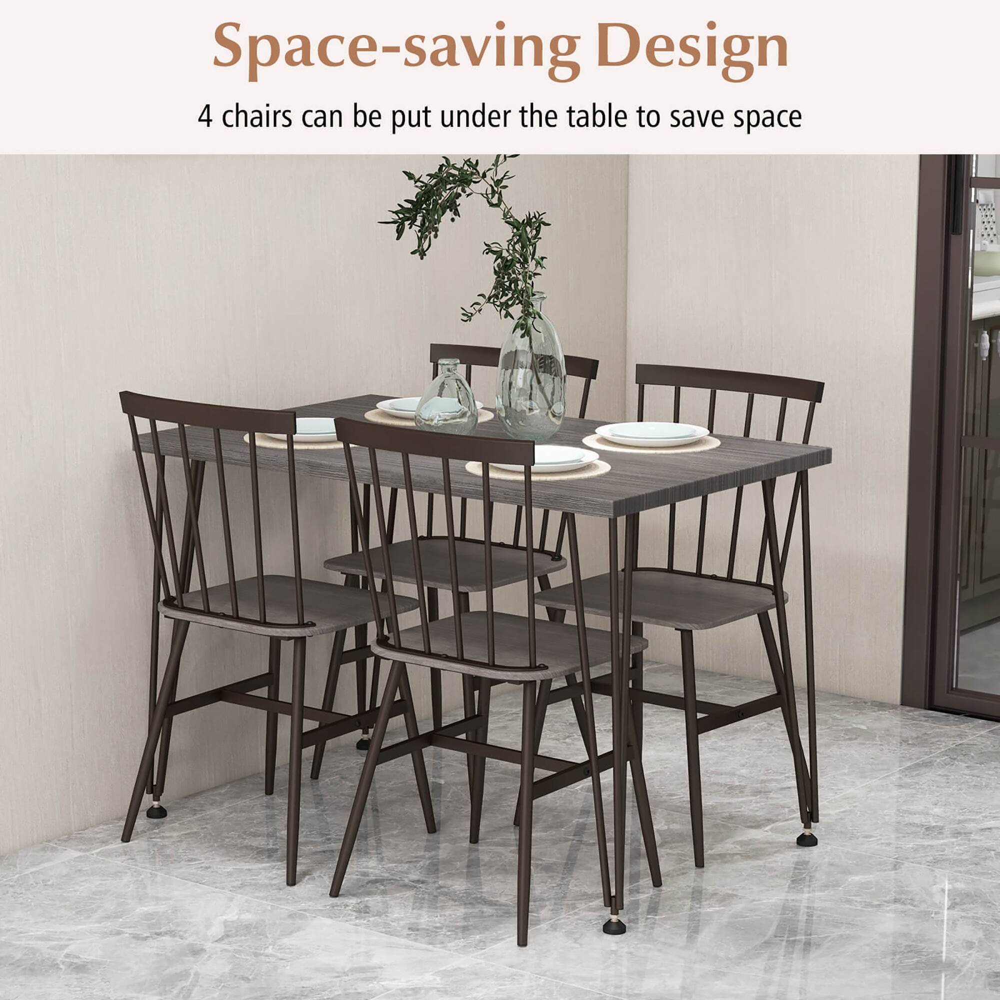 Space-saving Design  
4 chairs can be put under the table to save space