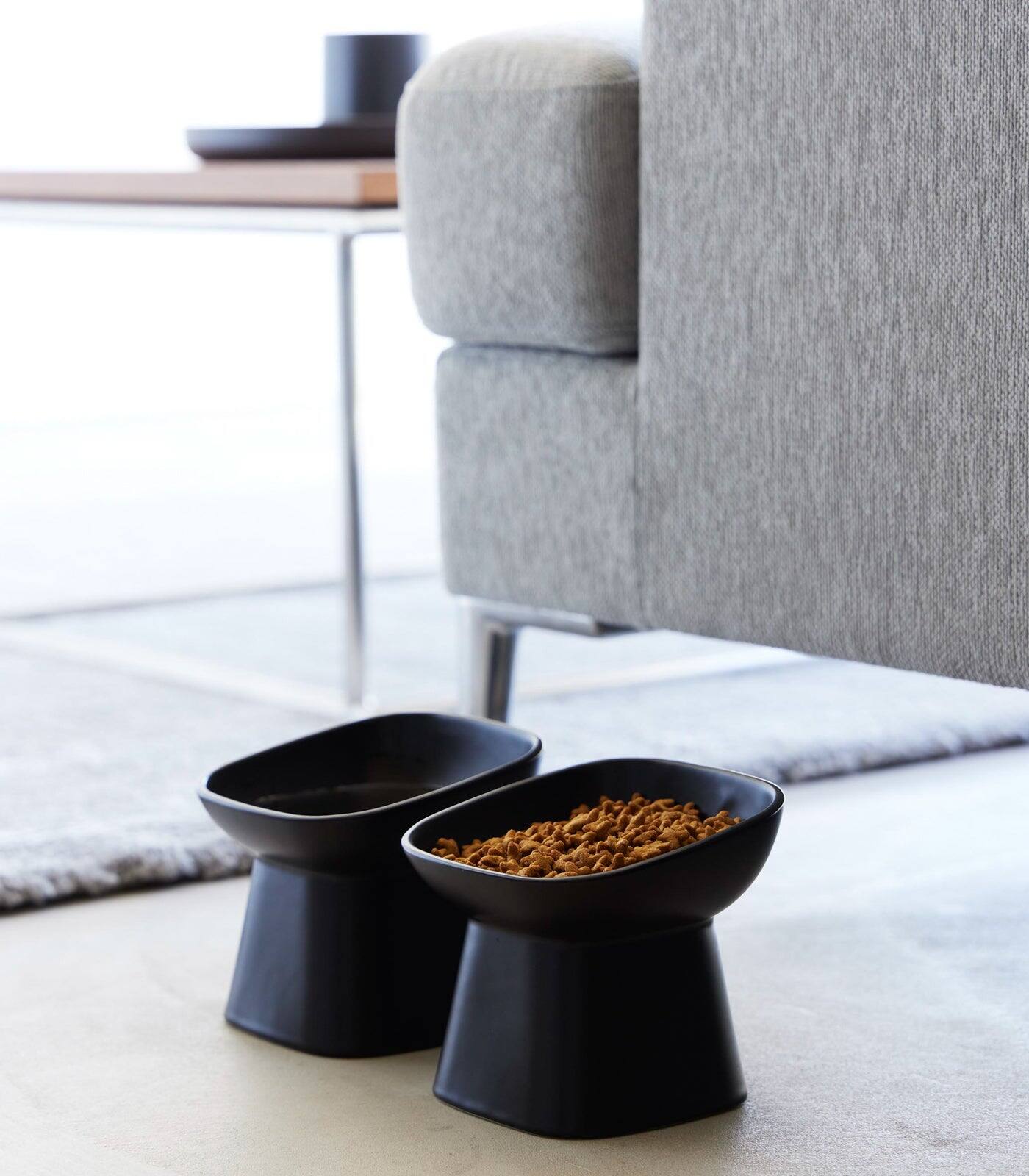 Alt View 9. Yamazaki Home - Tilted Pet Food Bowl - Black.
