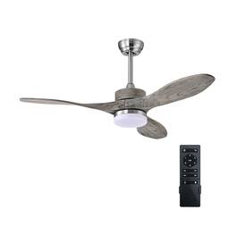 SKONYON - 48 Inch Ceiling Fan with LED Light Remote Control Multiple Speeds and Dual Downrod Options - Silver