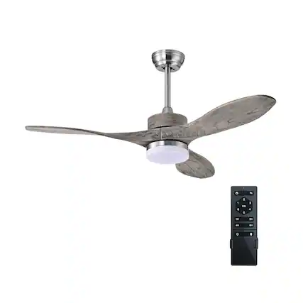Front. SKONYON - 48 Inch Ceiling Fan with LED Light Remote Control Multiple Speeds and Dual Downrod Options - Silver.