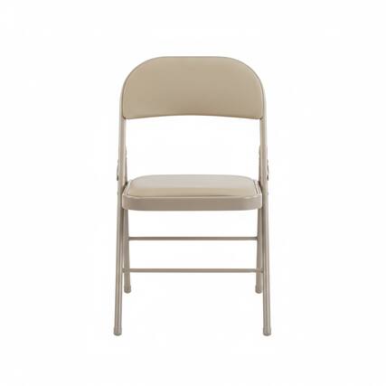 Front. AOITUN - Folding Chair 4 Pack - Versatile Metal Folding Chairs for Outdoor & Indoor Use - Khaki.