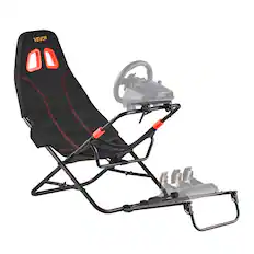 Front. VEVOR - Portable Racing Wheel Stand, Foldable & Adjustable Steering Sim Wheel Stand, 18.5 in Seat Inner Width - Black.