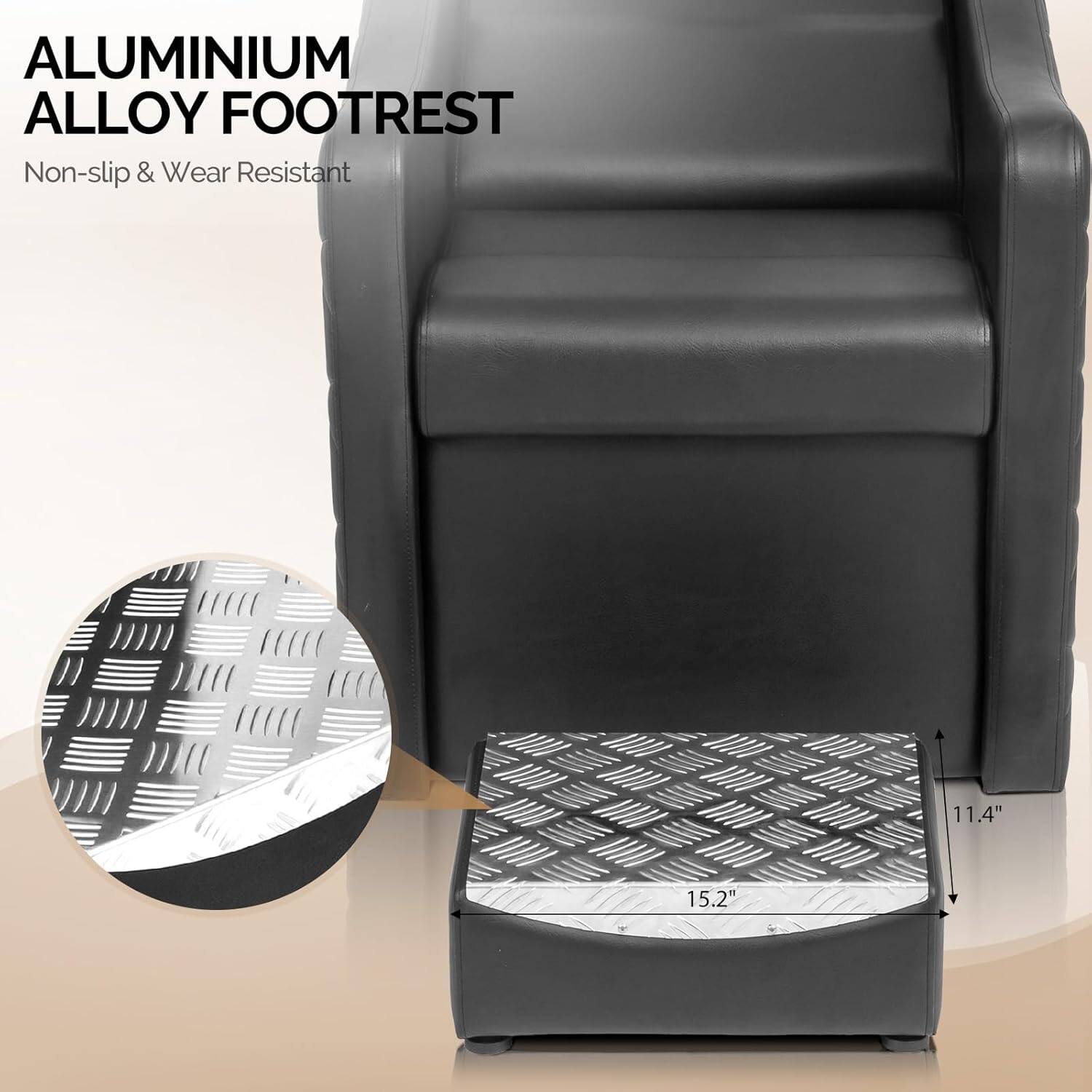 ALUMINIUM ALLOY FOOTREST  
Non-slip & Wear Resistant  

11.4"  
15.2"