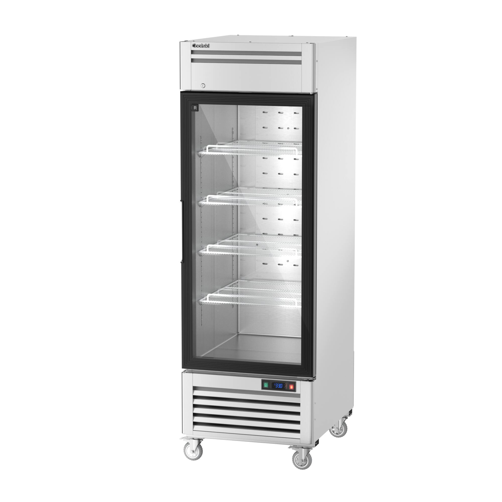 Left. Coolski - Coolski 27 in. 21.8 cu. ft. Commercial Display Refrigerator Merchandiser Beverage Cooler 1 Glass Door in Stainless Steel - Stainless steel.