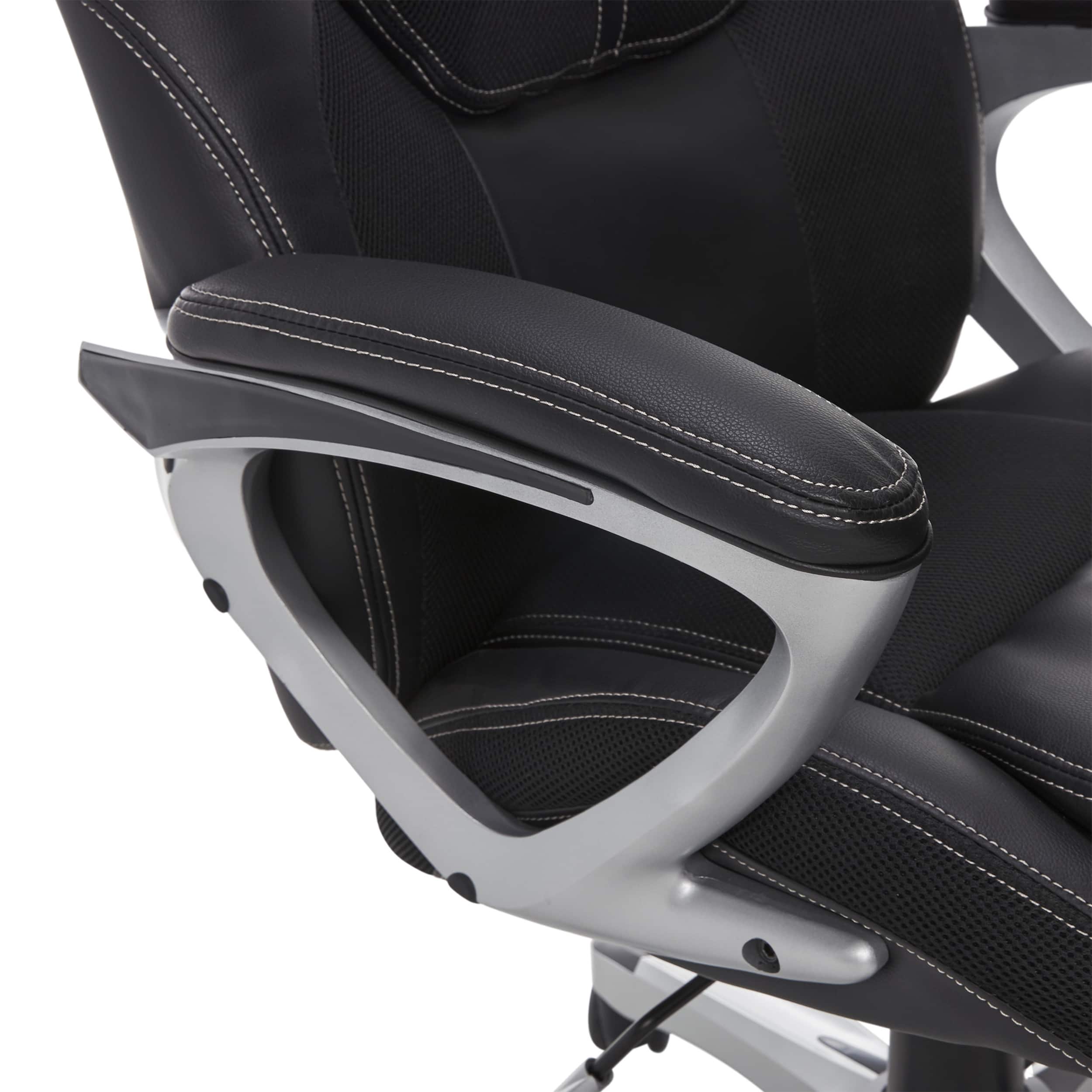 Alt View 14. Serta - Amplify Work or Play Ergonomic High-Back Faux Leather Swivel Executive Chair with Mesh Accents - Black.