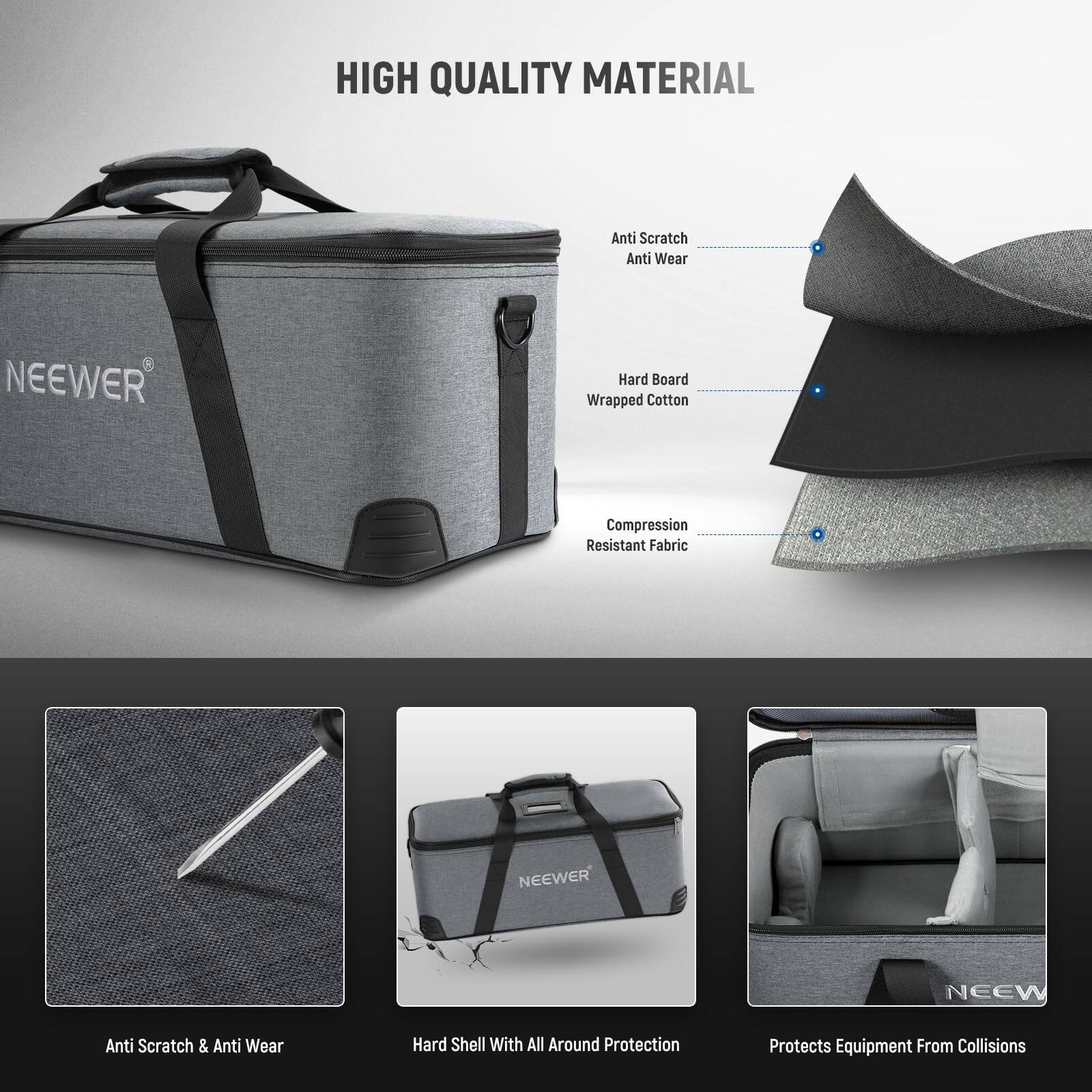 HIGH QUALITY MATERIAL

- Anti Scratch
- Anti Wear
- Hard Board Wrapped Cotton
- Compression Resistant Fabric

Anti Scratch & Anti Wear

Hard Shell With All Around Protection

Protects Equipment From Collisions