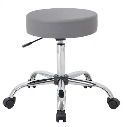Front. Boss Office Products - Caressoft Armless Medical Stool, Gray (B240-GY) - Gray.