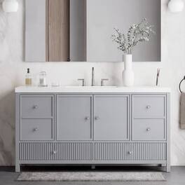 Loheer - 5 ft Modern Bathroom Vanity with Sink and 4 Drawers, Gray Blue - Blue Gray