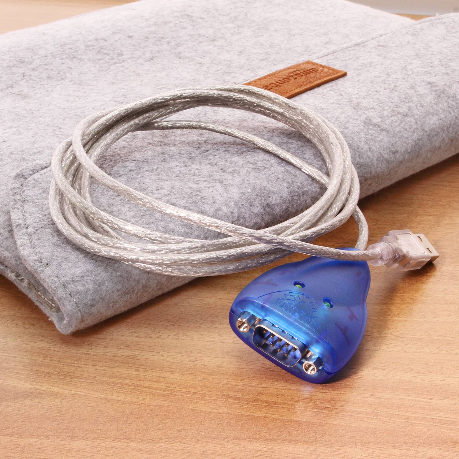 Back. USBGear - USB to Serial Adapter - RS-232 DB-9 Adapter, FTDI Chip, COM Retention, Works with Windows, Linux, MacOS - 6 Foot Cable - Blue.