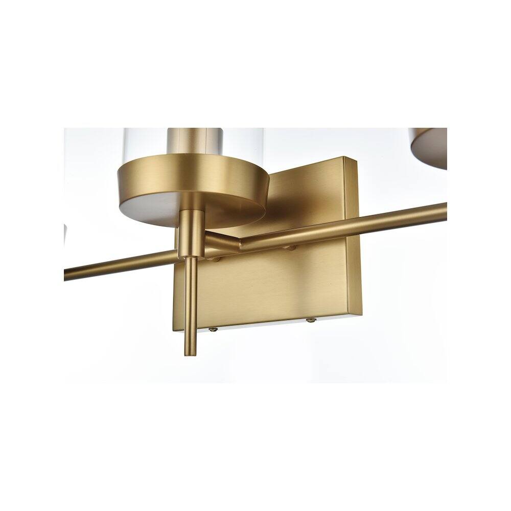 Alt View 2. Living District - Taryin 24 inch Wall Sconce in Satin Gold - Satin Gold And Clear.