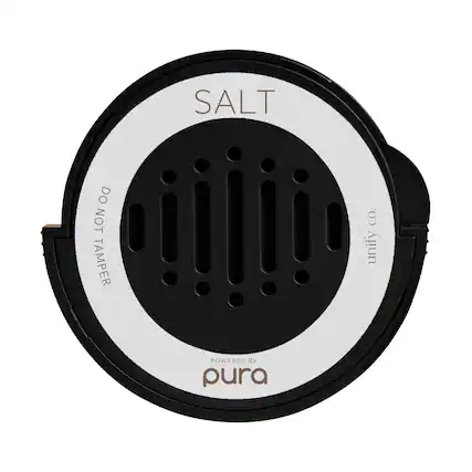 The text on the image reads "Salt. Do not tamper. Powered by pura. Unify."