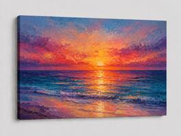 FC Design - Large Canvas 24x36" Colorful Sunset Ocean Seascape Art Painting Modern Wall Décor - MultiColor