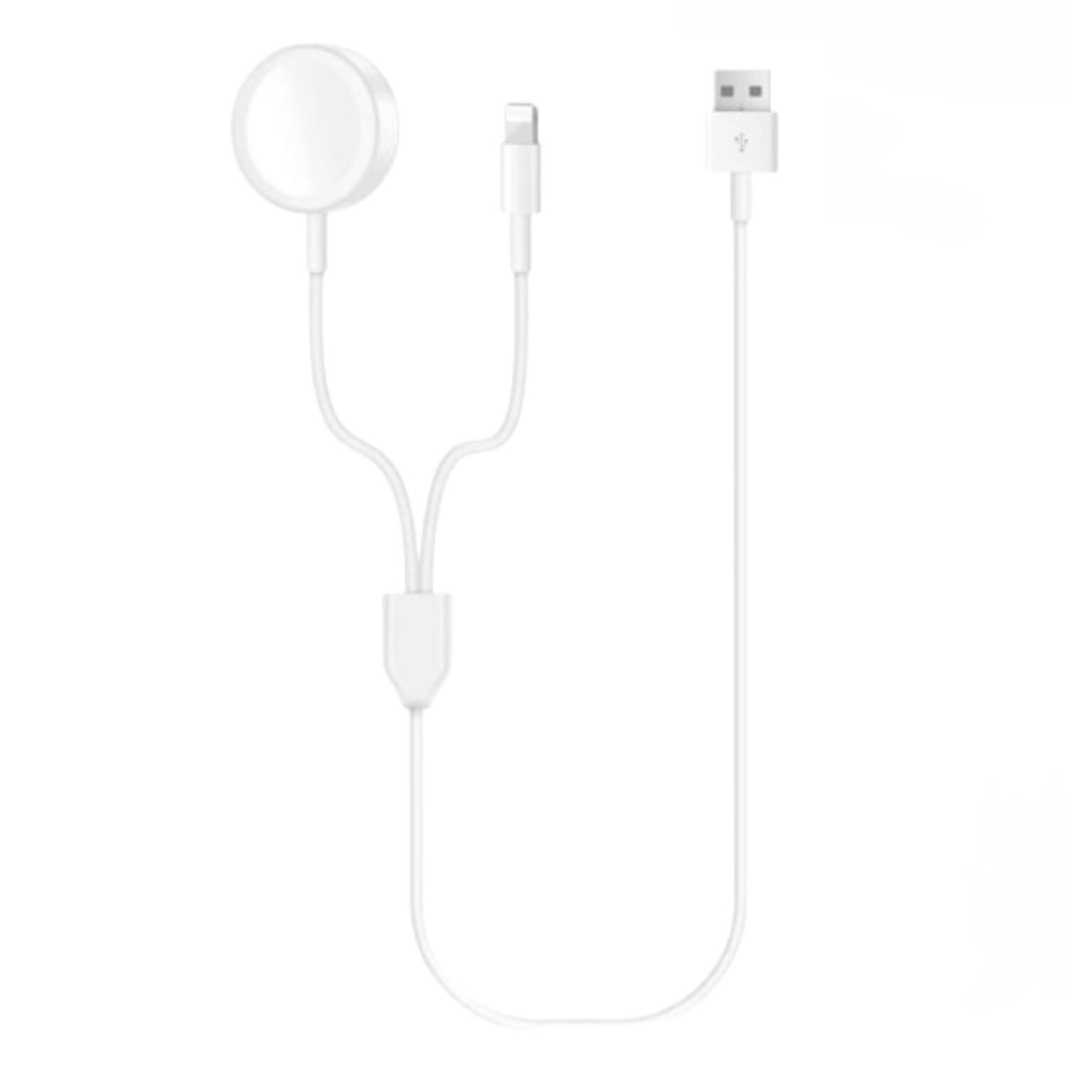 Front. Stock Preferred - 2-in-1 Magnetic Smart Watch & iPhone Charger Cable - White.