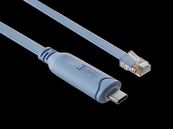 Front. Sanoxy - 10ft USB-C to RJ45 8P8C Flat Serial Console Cable Compatible for Cisco Console Cable, Blue - Blue.