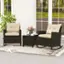 Alt View 1. Costway - 3 PCS Patio Wicker Rocking Set with Tempered Glass Table & Soft Cushions Outdoor - Beige + Mix Brown.