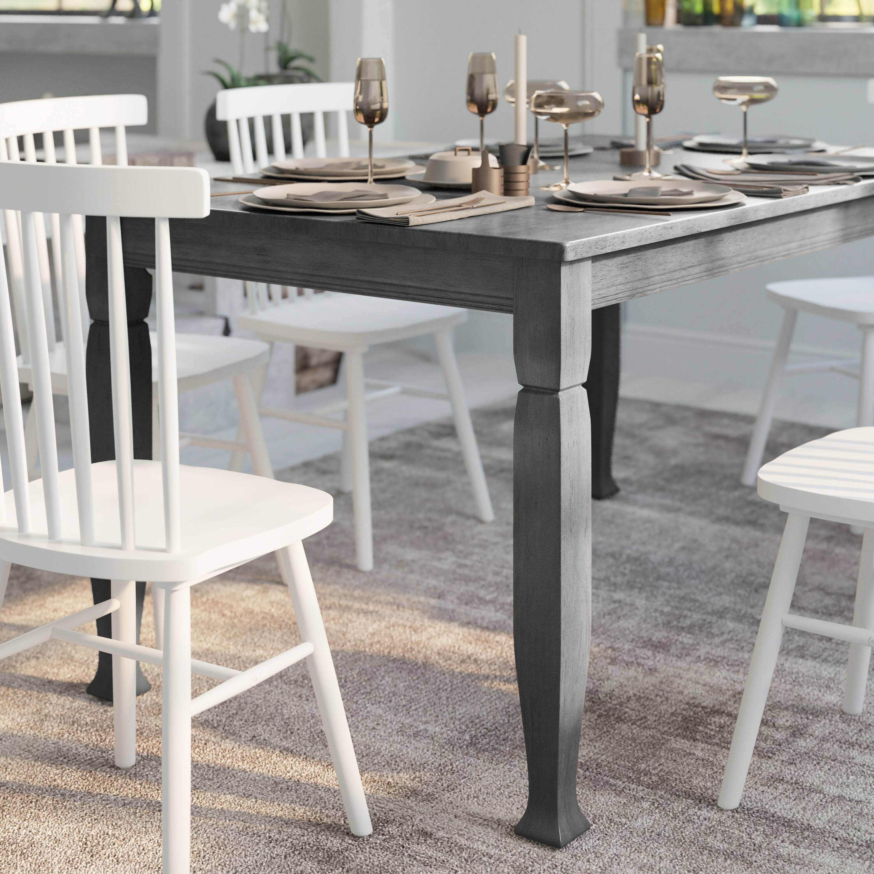 Alt View 3. Emma + Oliver - Milford Wooden Dining Table with Turned Wooden Legs - Antique Gray.