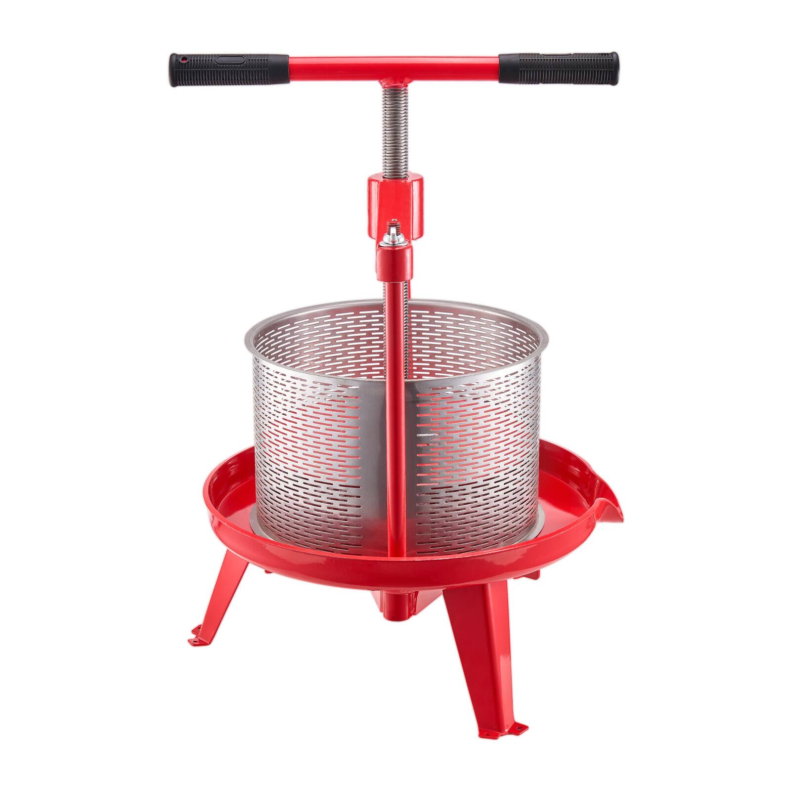 Alt View 5. VEVOR - 2.38 Gal/9L Fruit Wine Press, Stainless Steel Basket with Cross-beam and Triangular Structure, Manual Juice Maker - Red.