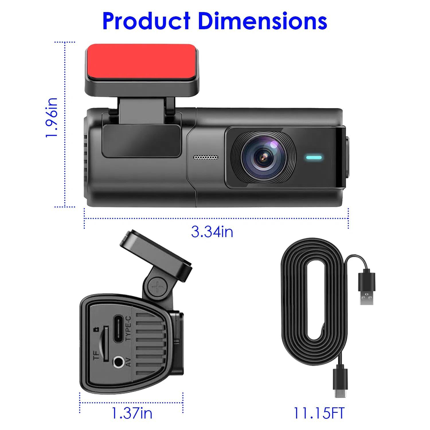 Product Dimensions: 1.96in x 1.37in x 3.34in  
Cable Length: 11.15FT