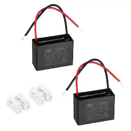 Unique Bargains - 2pcs 4.75uF CBB61 Ceiling Fan Capacitor, AC 450V 2 Wires with Terminal Blocks for Pump Motor Generator Blower - Black