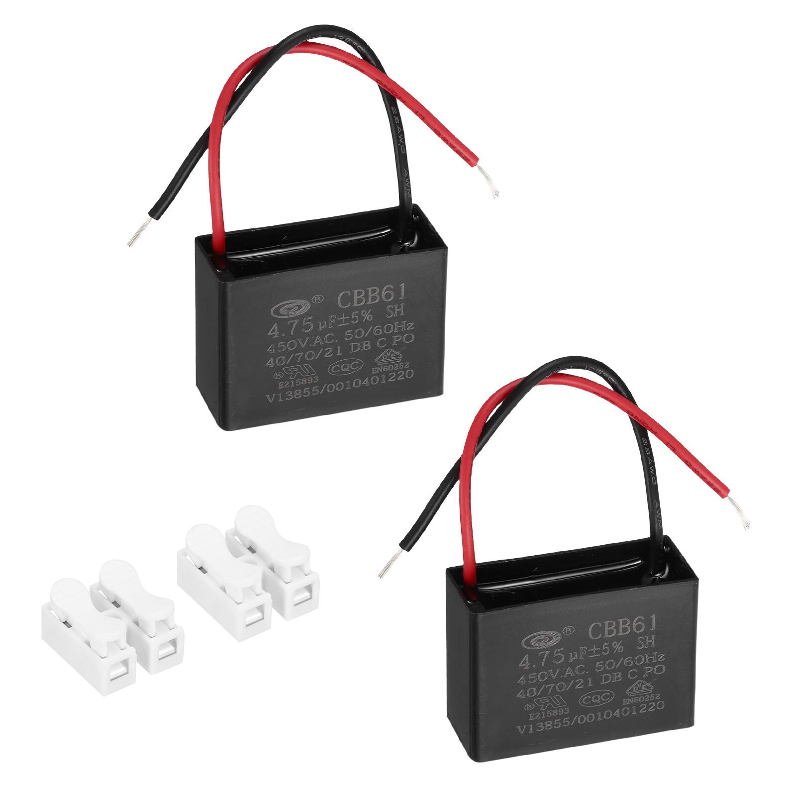 CBB61  
4.75uF ±5%  
50/60Hz  
450V.AC  
DB  
PO  
40/70/21  
CQC  
EN60252  
V13855/0010401220  
215893  
221