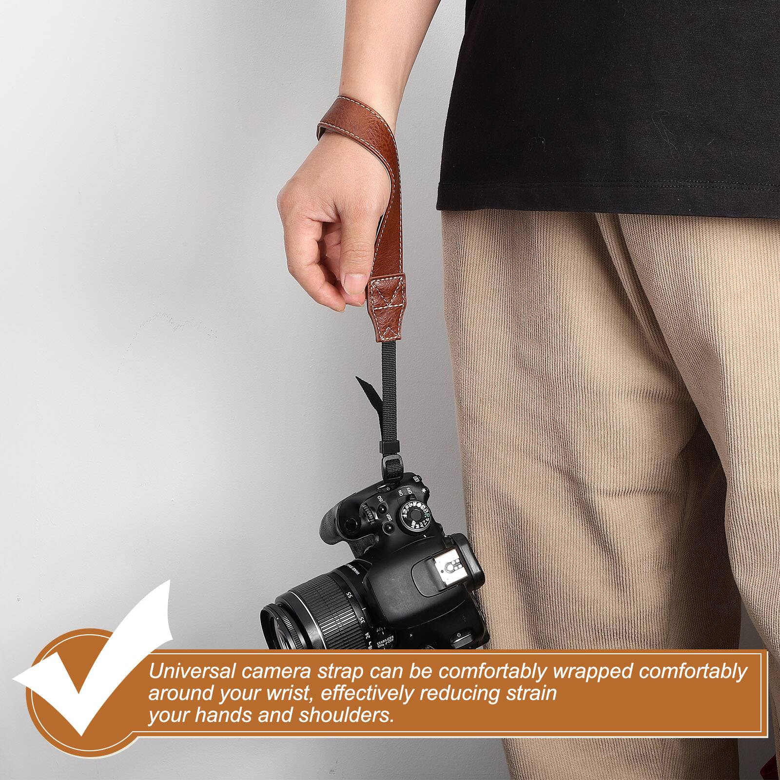 1. Universal camera strap can be comfortably wrapped around your wrist, effectively reducing strain on your hands and shoulders.