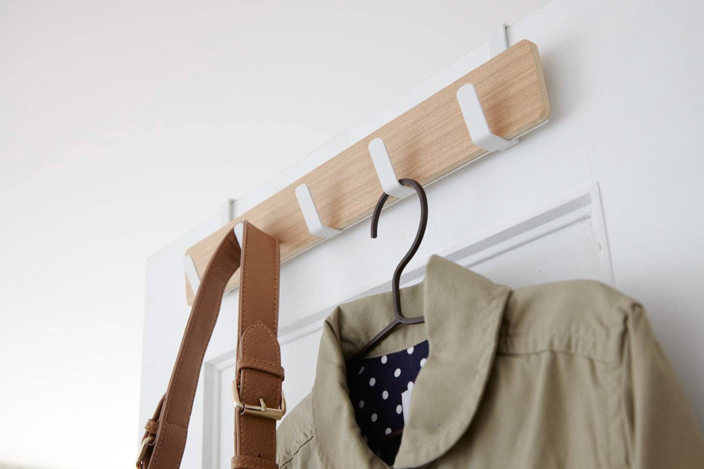 Alt View 2. Yamazaki Home - Over-the-Door Rack - Wood - Brown.