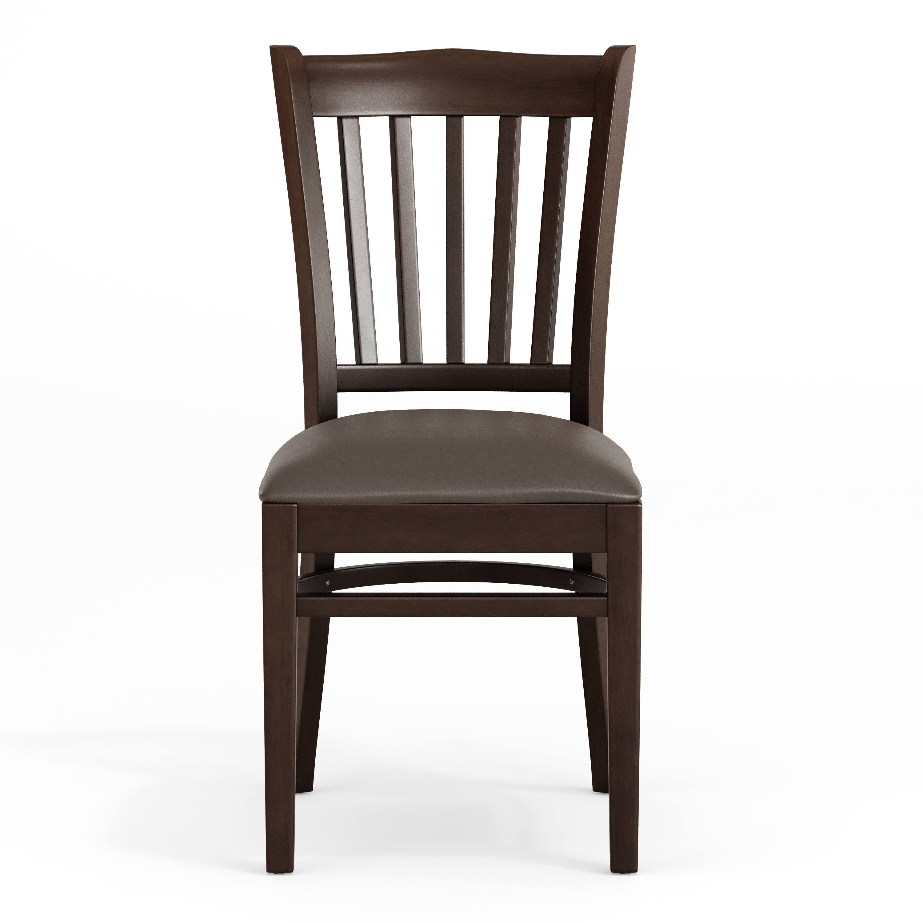 Alt View 9. Emma + Oliver - Vertical Slat Back Wooden Restaurant Dining Chair - Mocha Vinyl Seat/Walnut Wood Frame.