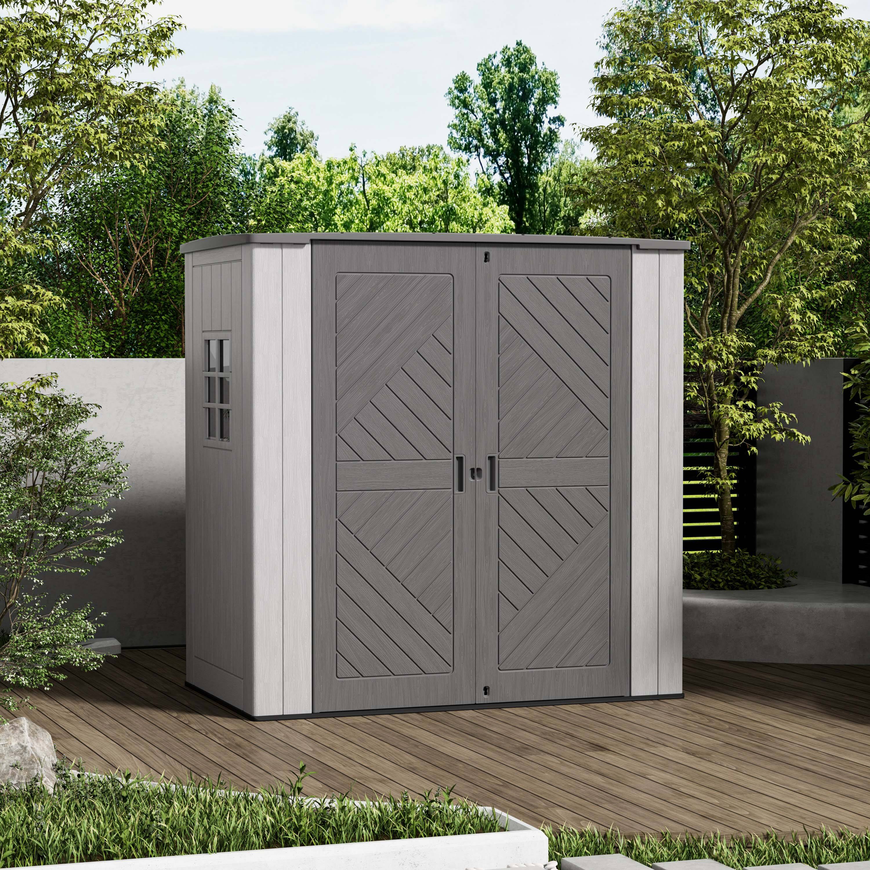 Left. Yardgrace - Outdoor Resin Storage Shed, Weatherproof Durable Tool Shed, Lockable with Floor and Window - 6x4 ft.20 sq.